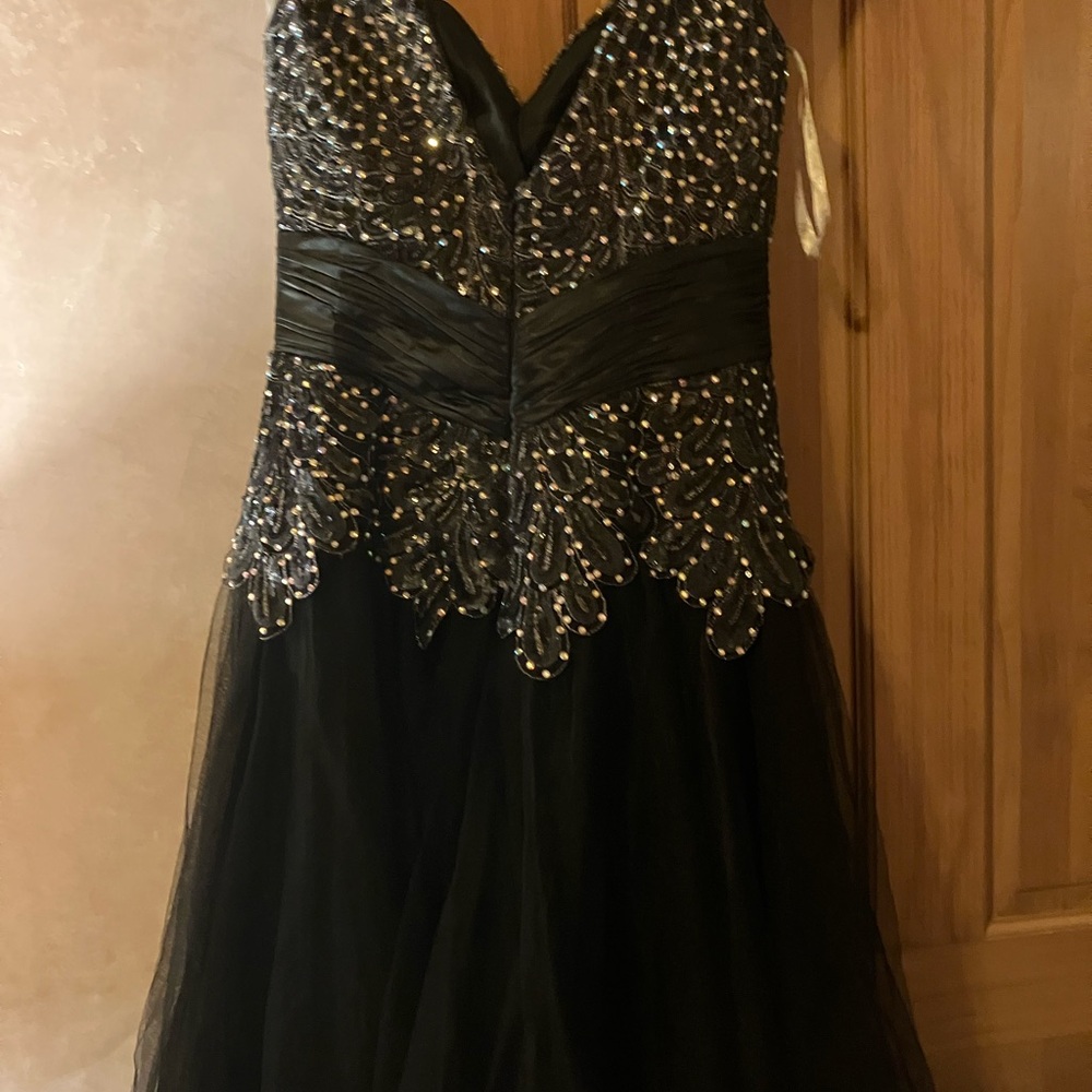 Elegant Black Beaded Evening Dress